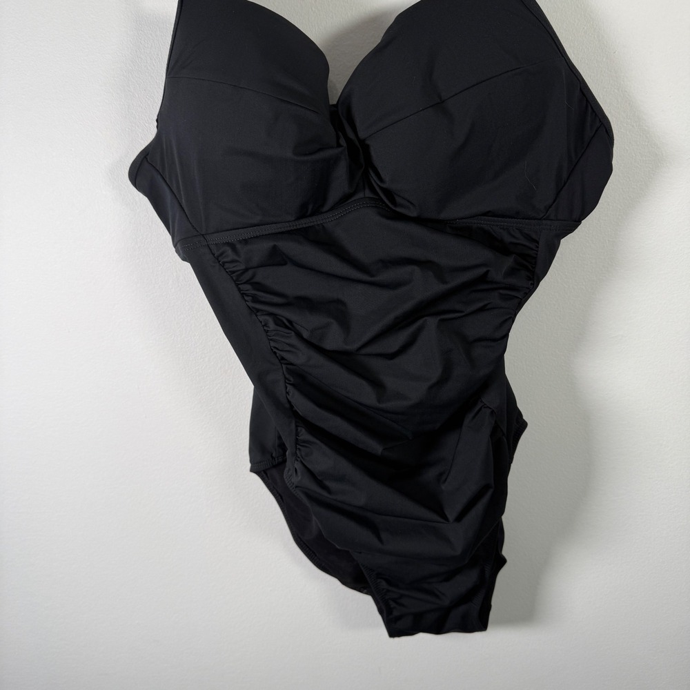 Spanx Love Your Assets Black One Piece Swimsuit Ruched Push Up Womens Large - Picture 4 of 12